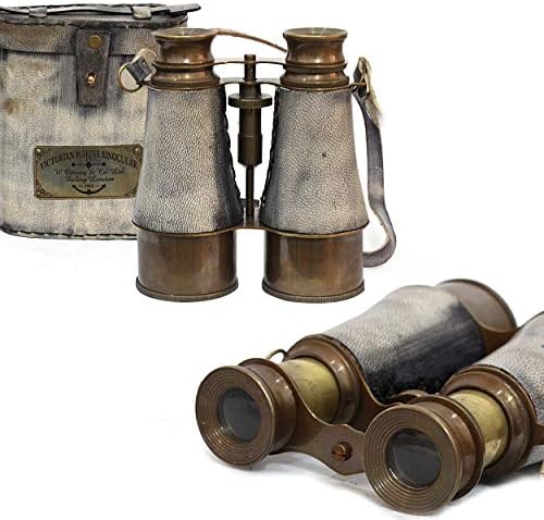 Brass Binocular with Leather Case and 15X Magnification