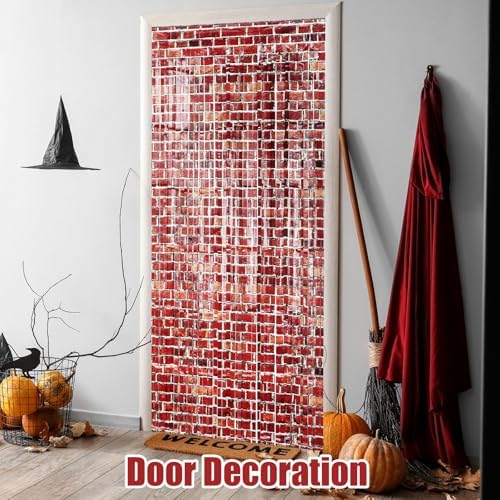 3 Pack Brick Wall Tinsel Foil Fringe Curtains for Party Backdrops