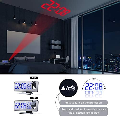 ThreeH Projection Alarm Clock with 4 Dimmer and 180 Degree Rotation