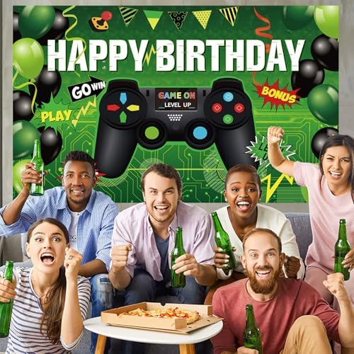 Level Up Gamer Birthday Party Backdrop 7x5ft
