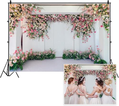 Yeele 20x10ft Pink Floral Wedding Backdrop