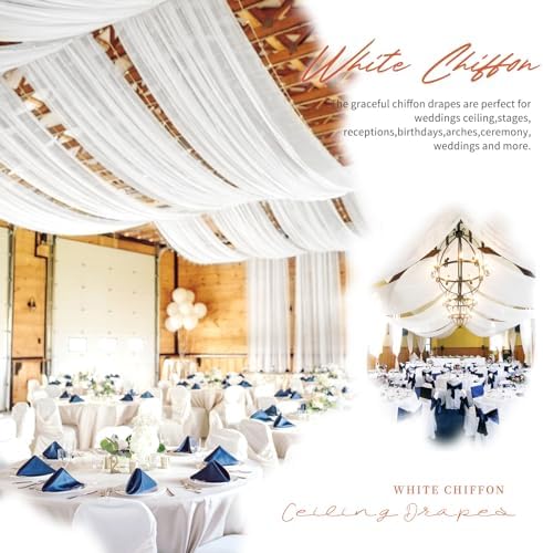 4 Panels White Ceiling Drapes for Wedding Decorations
