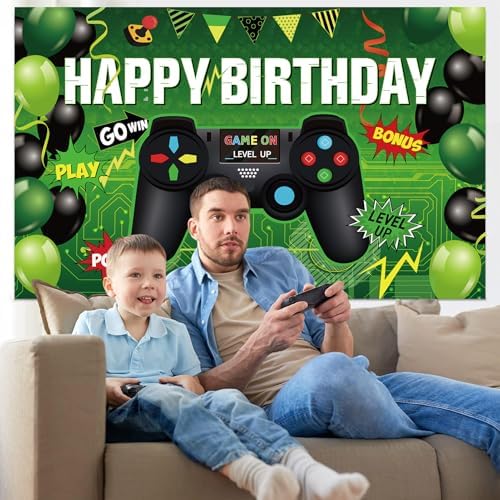 Level Up Gamer Birthday Party Backdrop 7x5ft