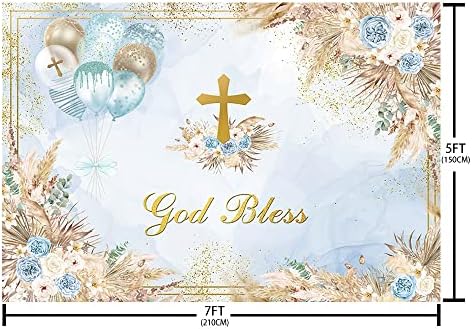 7x5ft Boho Baptism Backdrop for Photography and Party Decor