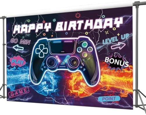 Game Machine Happy Birthday Backdrop Cloth for Parties
