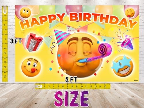 Vibrant Emoji Smiley Faces Party Backdrop