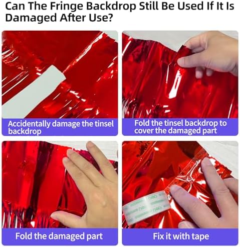 Red Tinsel Backdrop Birthday Decorations 2 Pack