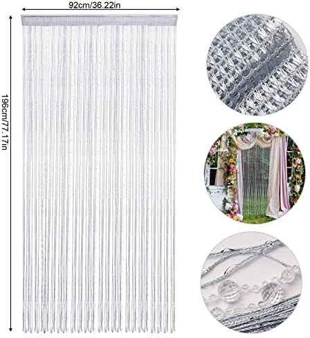 Black Beaded String Curtain for Door 36x77 Inch