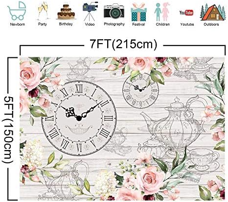 LIVUCEE 7x5ft Polyester Rustic Floral Backdrop for Parties and Photo Booths