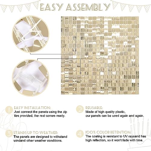 Shimmer Backdrop Light Gold Square 3ftx6ft for Events