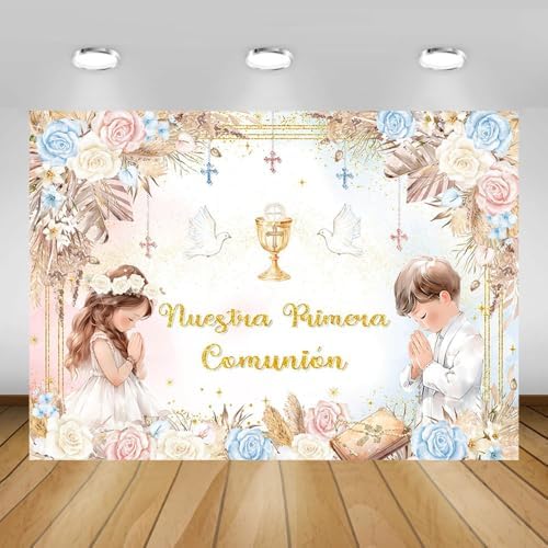MEHOFOND First Holy Communion Backdrop 7x5ft
