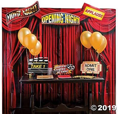 Fun Express Red Curtain Backdrop Banner 6x6 Party Decor