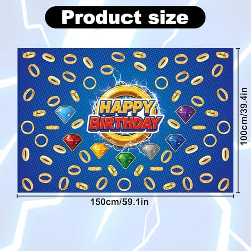 Cartoon Happy Birthday Backdrop with Gold Ring Print