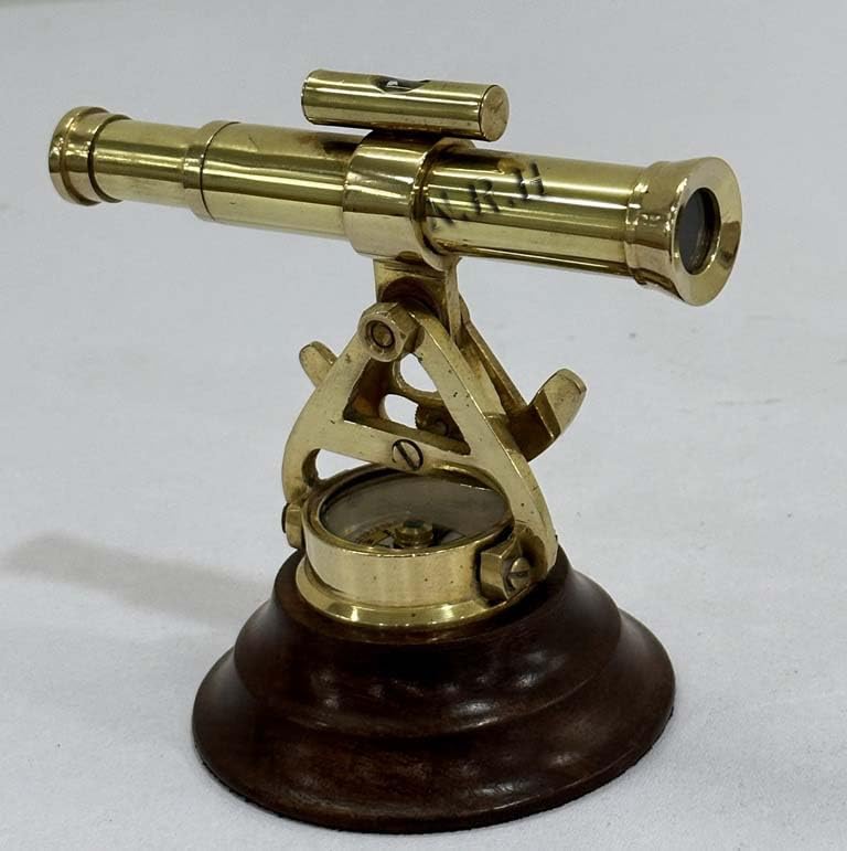4 Inch Brass Alidade Telescope with Base Compass