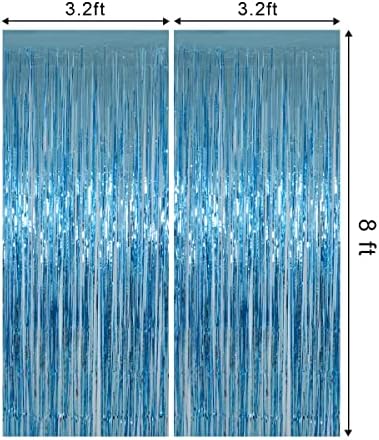 Light Blue Foil Fringe Curtains Party Decorations Pack of 2