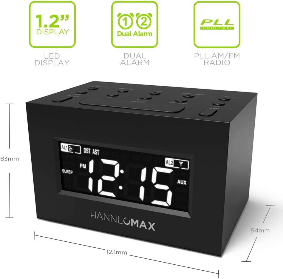 HANNLOMAX HX-111CR Dual Alarm Clock Radio with LED Display