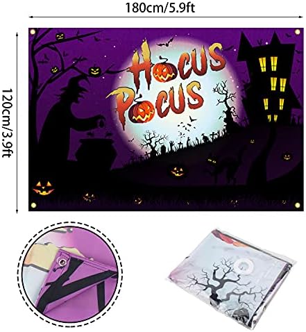 Halloween Backdrop Banner Pumpkin Witch Castle Theme Purple