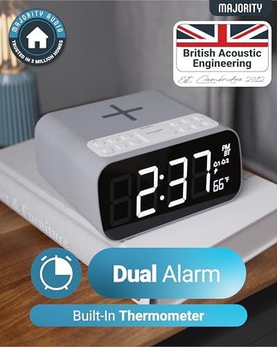 Majority Bluetooth Alarm Clock with Wireless Charging and FM Radio