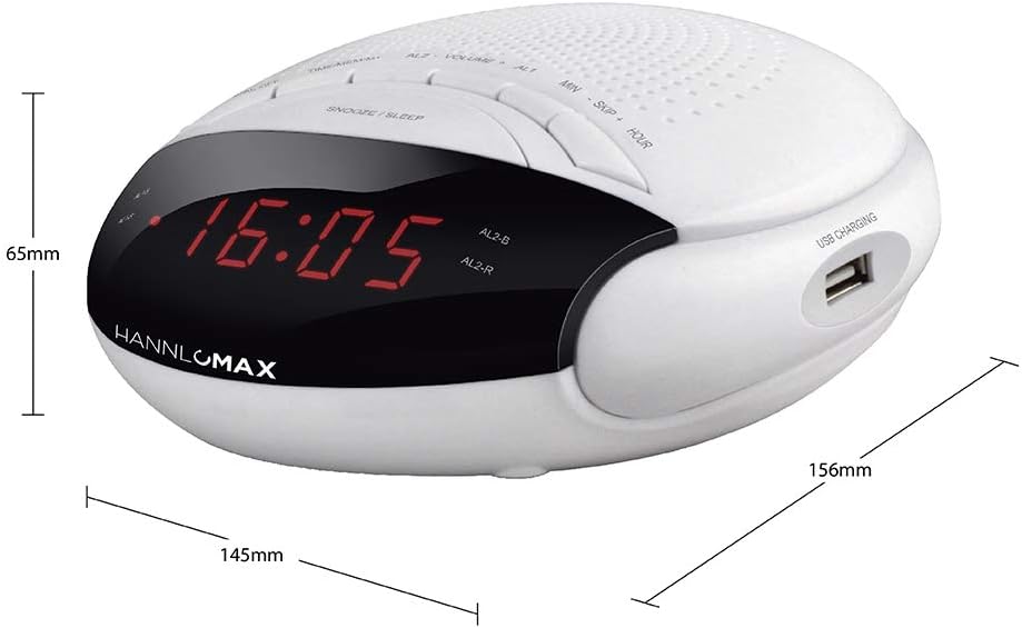 HANNLOMAX HX-200 Alarm Clock Radio with Dual Alarm and USB Charging