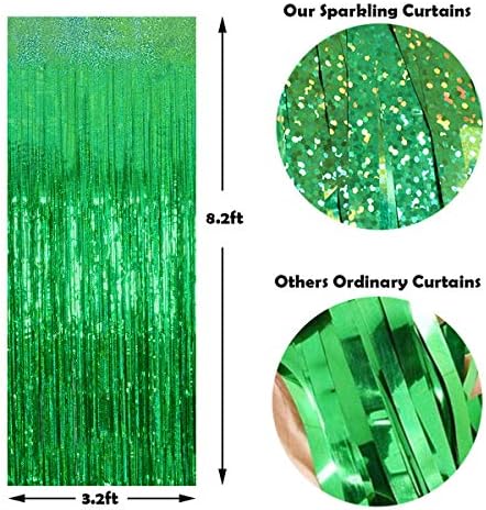 Foil Fringe Curtain - 3 Pack Green Tinsel Party Decor