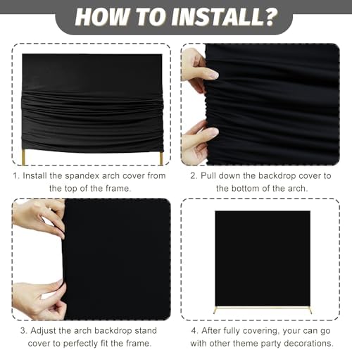 MODFUNS Black Spandex Wedding Arch Cover 66x66ft