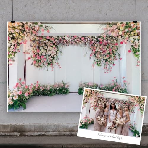 Yeele 20x10ft Pink Floral Wedding Backdrop