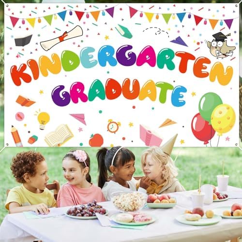 Kindergarten Graduation Banner 71x43 Inch White