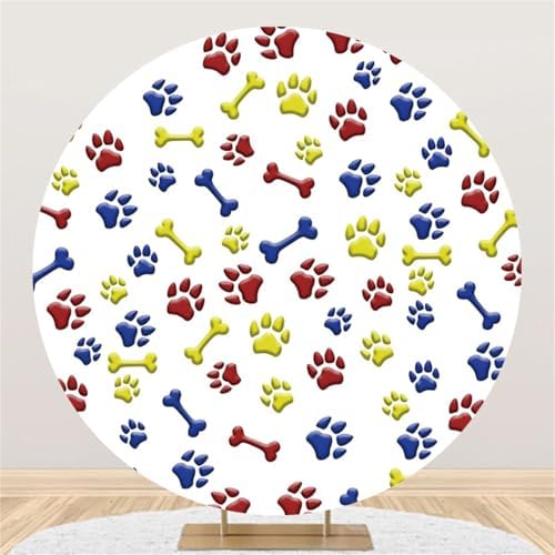 Renaiss 7x7ft Round Dog Footprint Backdrop Cover