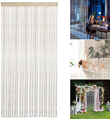 Champagne Beaded String Curtain for Doorway 36x77 Inch