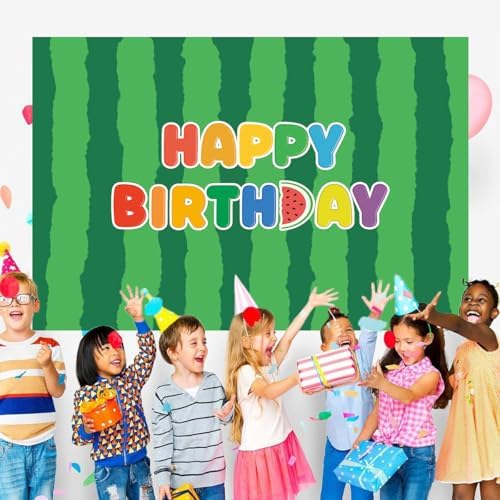 Cartoon Melon Birthday Backdrop 5x3FT Watermelon Theme Party Decor