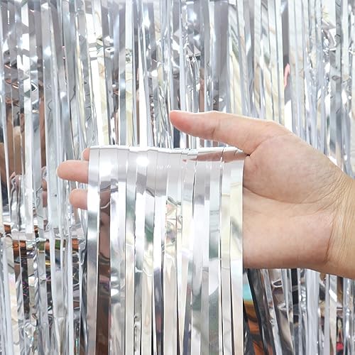 ShiDianYi Silver Foil Fringe Curtain Backdrop