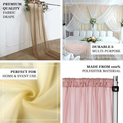 Nude Sheer Chiffon Curtain Panel Backdrop 5ft x14ft