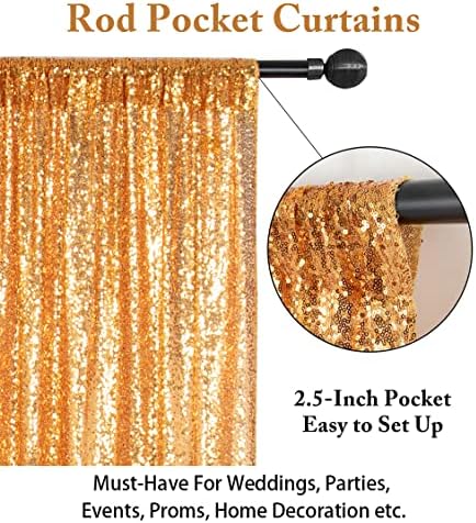 ShinyBeauty Sparkle Backdrop Curtain Gold 2 Panels Set