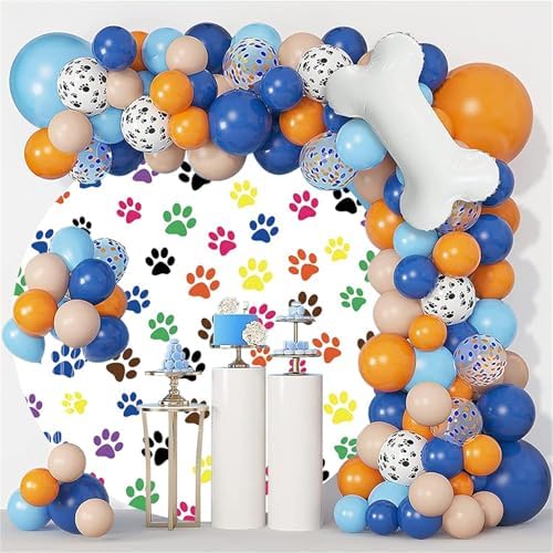 Renaiss 7x7ft Round Pet Paws Backdrop Cover