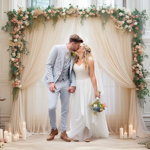 20ft X 10ft Champagne Tulle Backdrop for Parties and Weddings