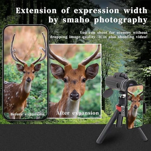 High Magnification Monocular with BAK-4 Prism for Smartphone and Hiking