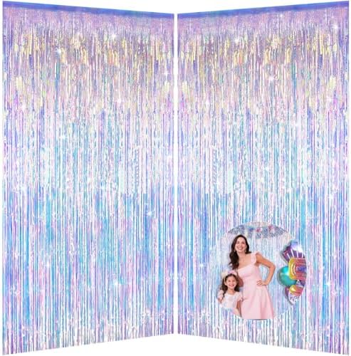 Iridescent Party Decorations Fringe Backdrop