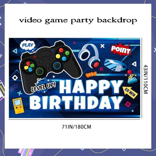 Video Game Birthday Decorations Banner 71x43 Inch