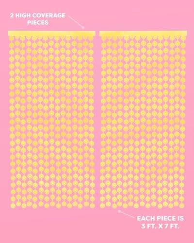 Xo Fetti Smiley Foil Curtains Set of 2 Yellow