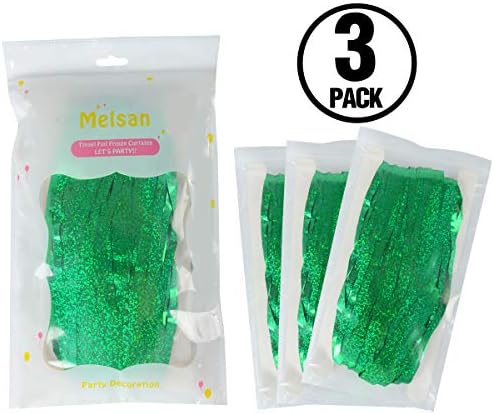 Foil Fringe Curtain - 3 Pack Green Tinsel Party Decor
