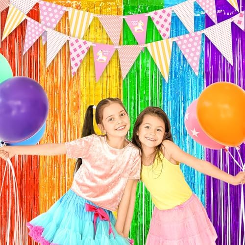 MYUPDALIN Rainbow Foil Curtains 2 Pack