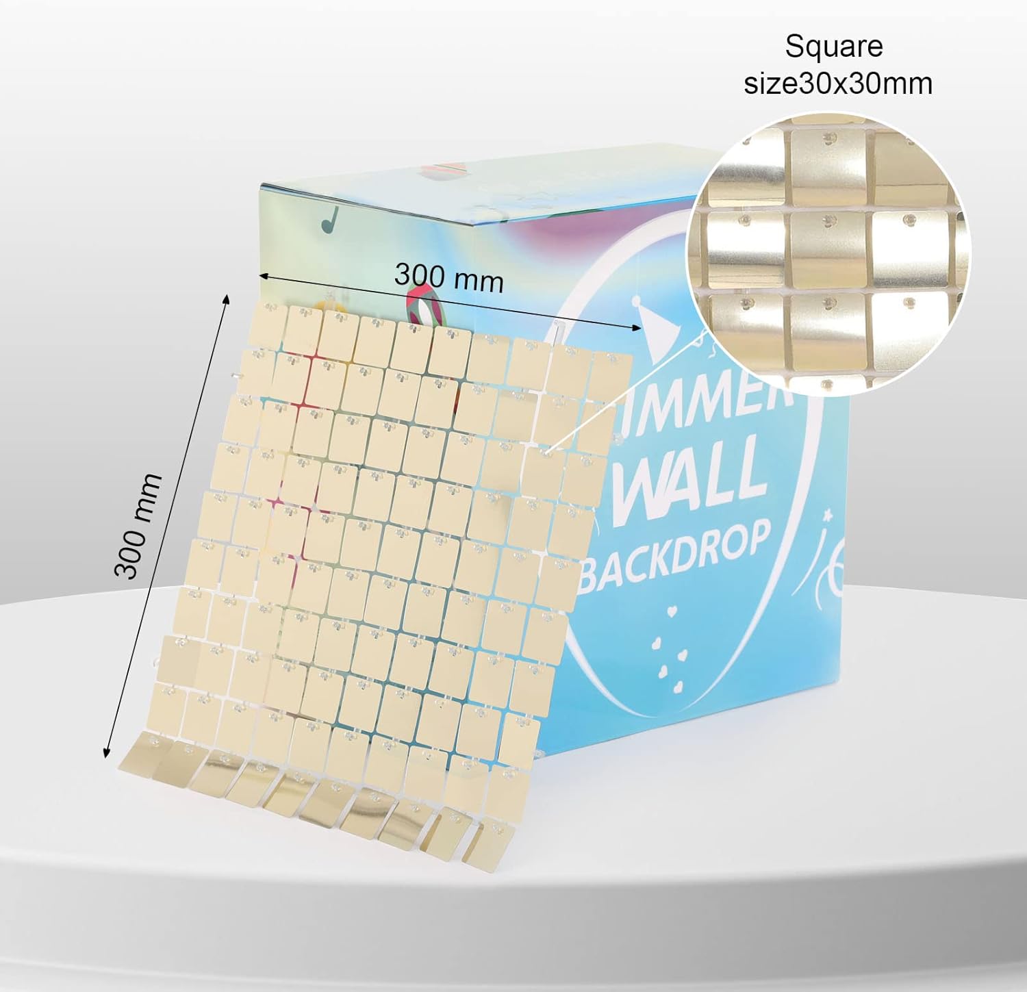 Shimmer Backdrop Light Gold Square 3ftx6ft for Events