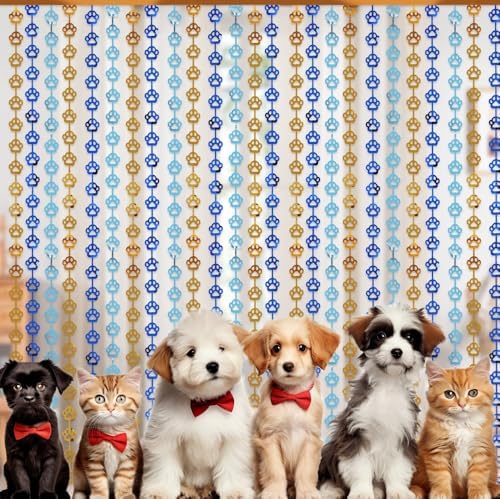 Blue Orange Dog Paw Foil Streamers for Party Decorations