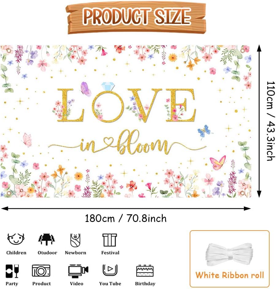 Love In Bloom Bridal Shower Backdrop 708 x 433 Inch