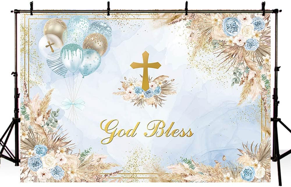 7x5ft Boho Baptism Backdrop for Photography and Party Decor