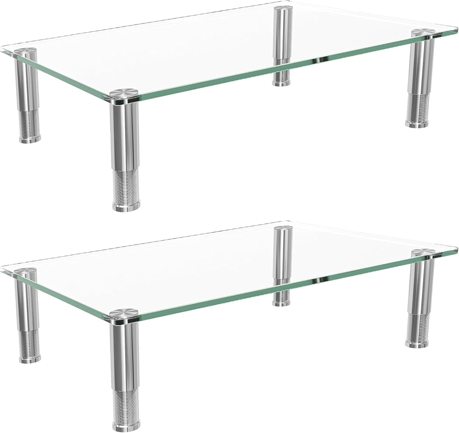 Simple Trending 2 Pack Monitor Stand with Height Adjust and Tempered Glass