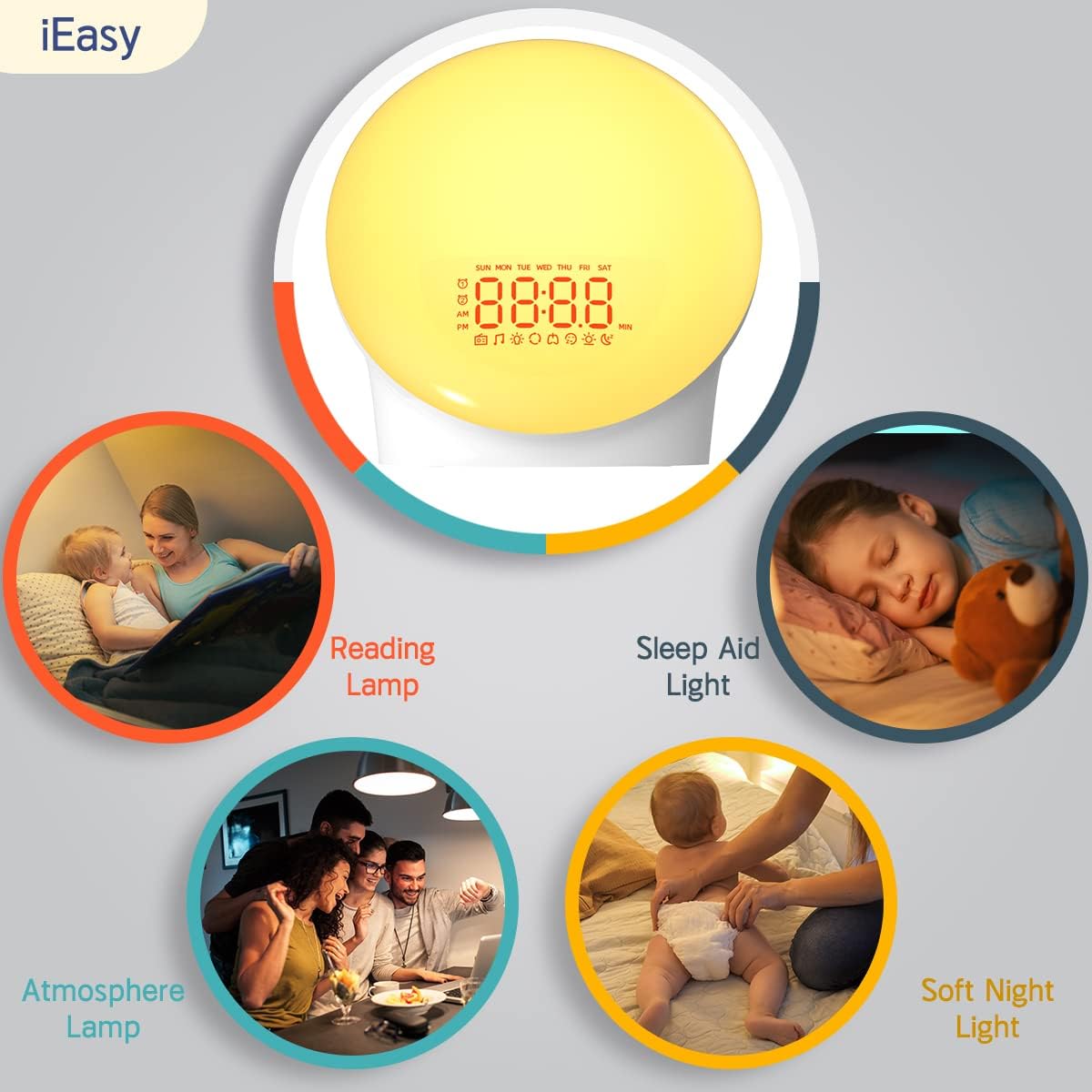 iEasy Sunrise Alarm Clock with Dual Alarms and FM Radio