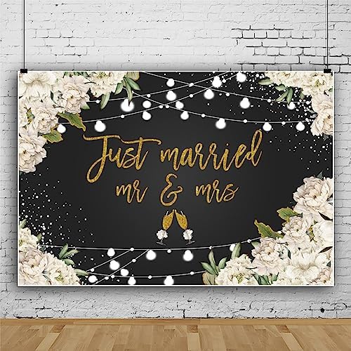 Just Married Mr Mrs Backdrop Wedding Theme