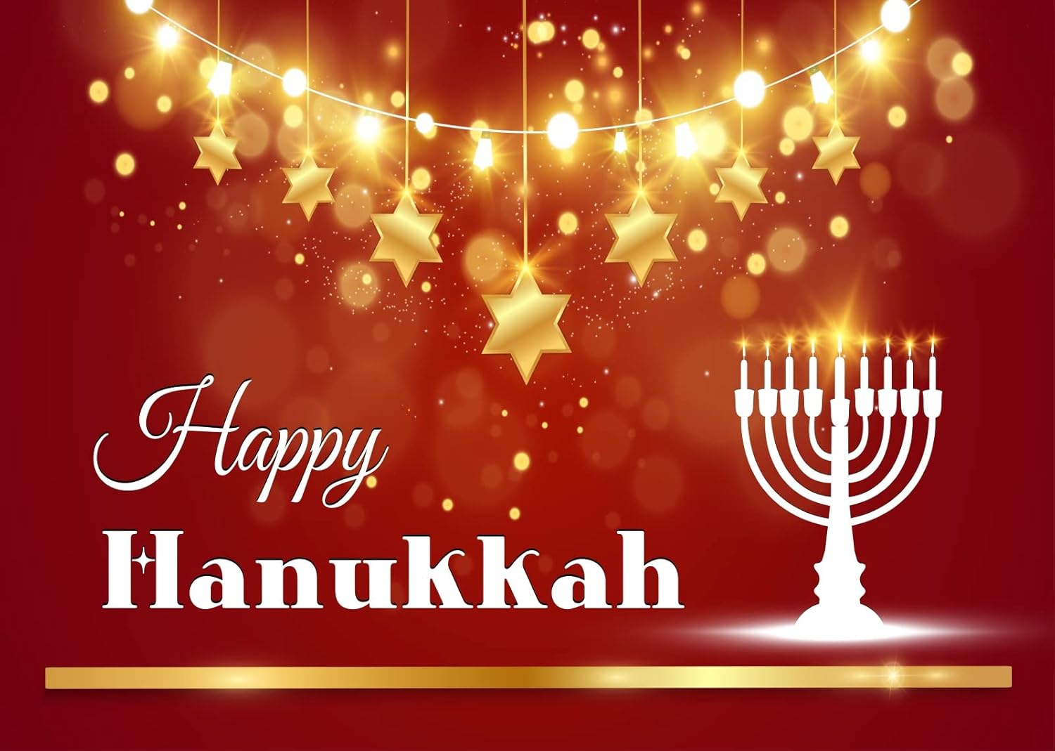 BELECO 8x6ft Hanukkah Photo Backdrop with Golden Stars