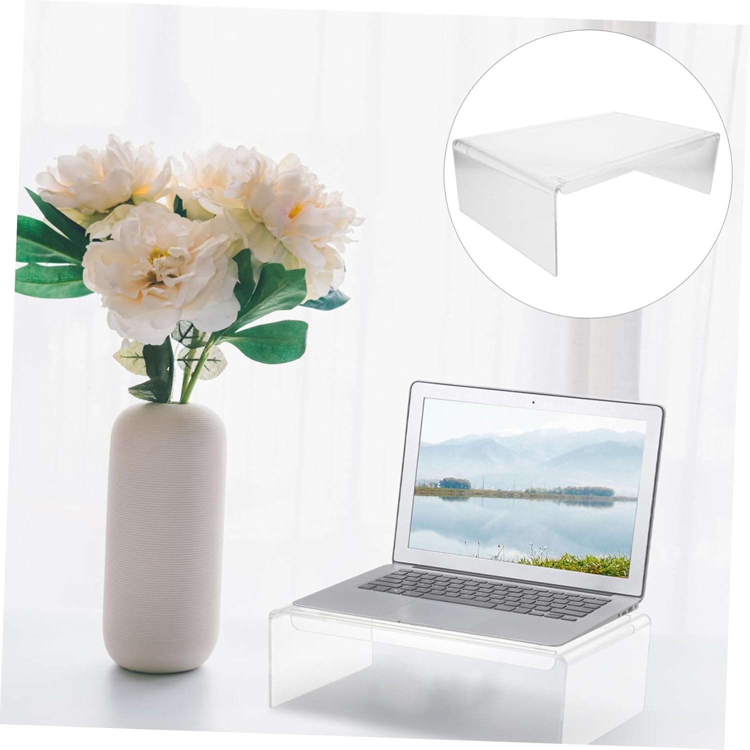 Ergonomic Acrylic Monitor Riser Stand with Wrist Pad